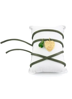 Bracciale Tessuto Cuore Verde