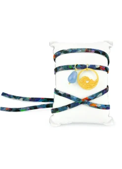 Bracciale/collana Tessuto Fiori Onda Celeste
