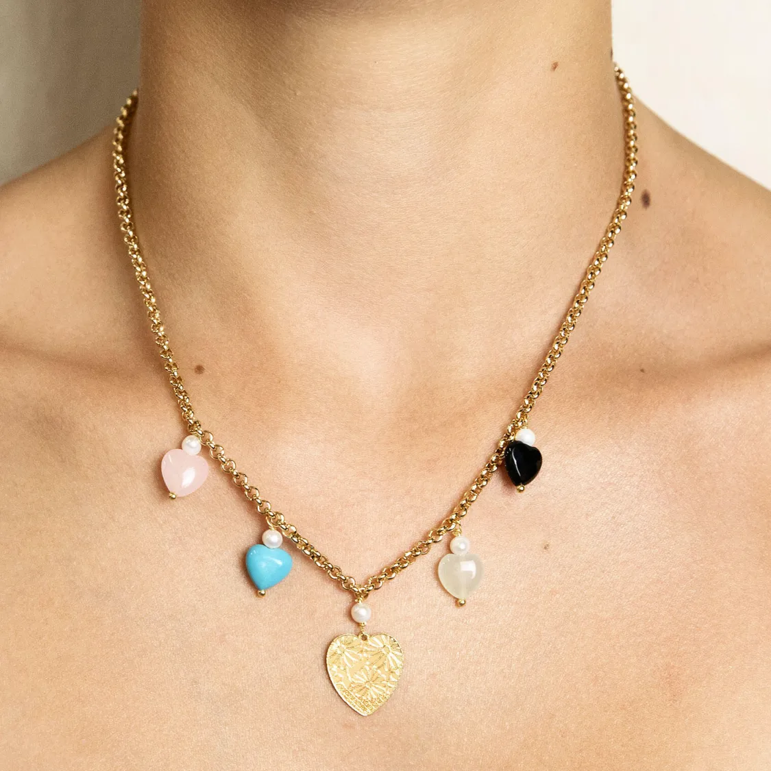 Collana Cuore Elementi Rubino