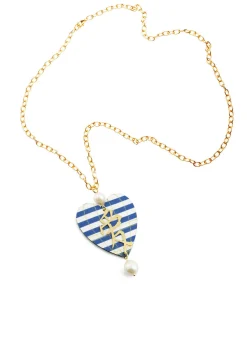 Collana Cuore Righe Blu