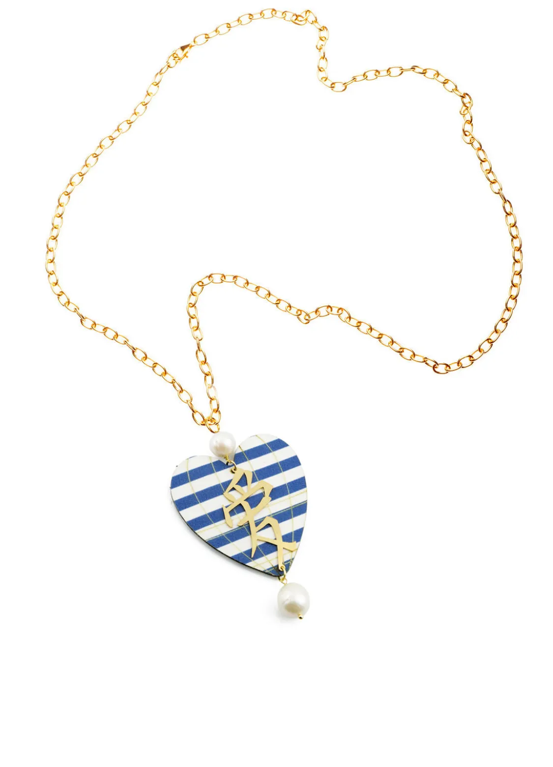 Collana Cuore Righe Blu