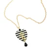 Collana Cuore Righe Nero