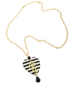 Collana Cuore Righe Nero