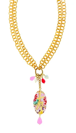 Collana Doppia Amicizia Rosa Fluo