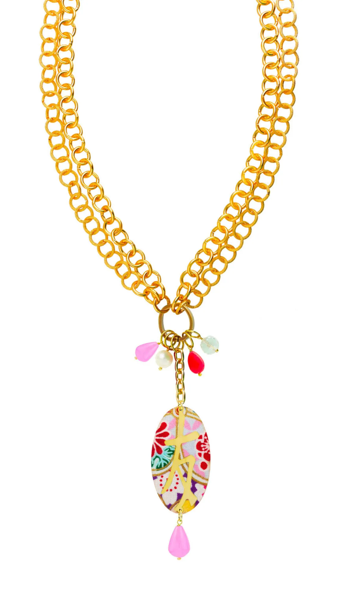 Collana Doppia Amicizia Rosa Fluo