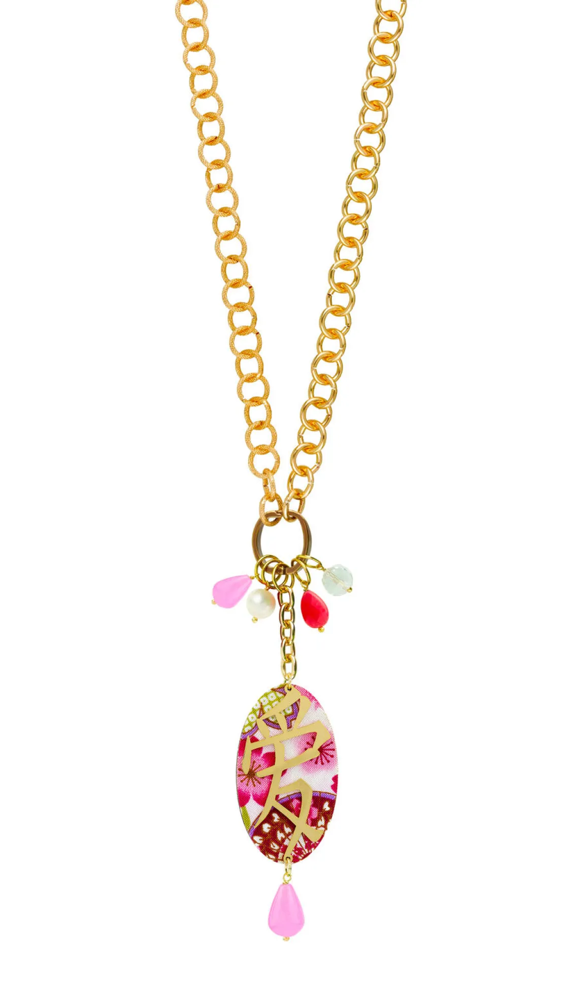 Collana Doppia Amore Rosa Fluo