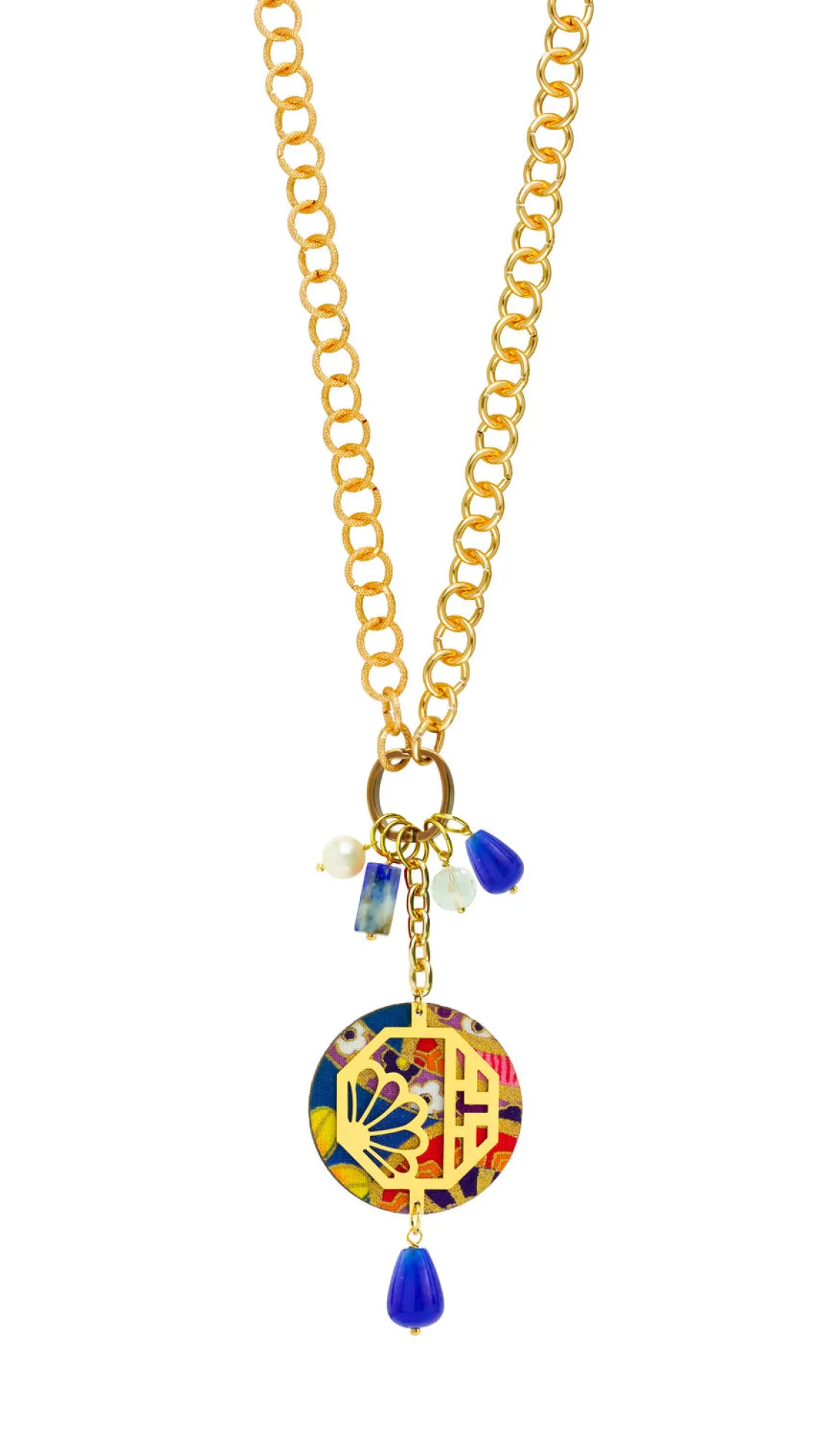 Collana Doppia Fiore Blu