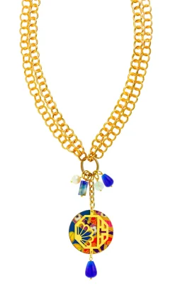 Collana Doppia Fiore Blu