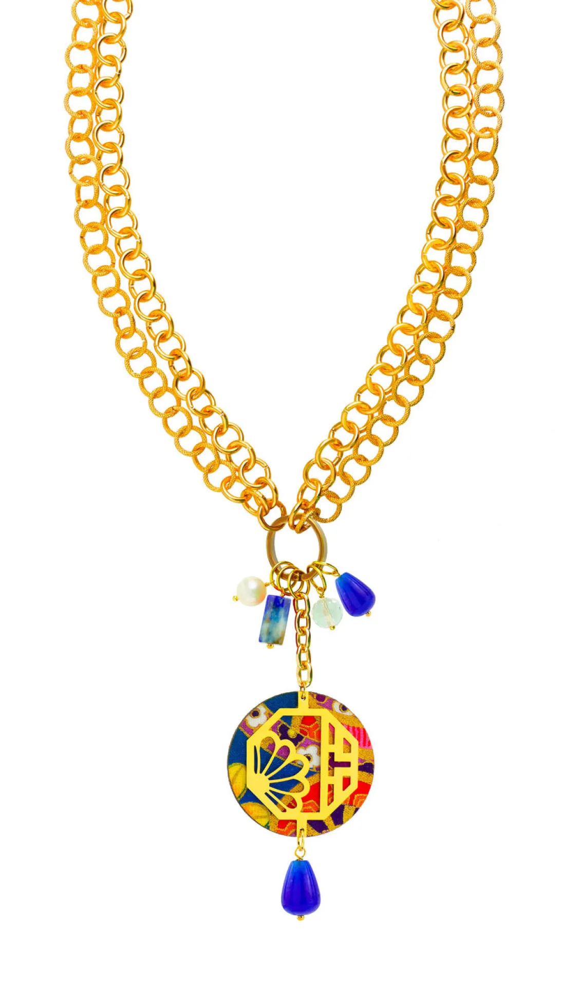 Collana Doppia Fiore Blu