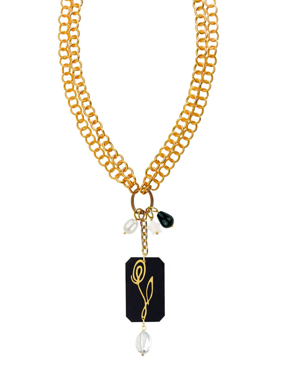 Collana Doppia Fiore Plexi Nero