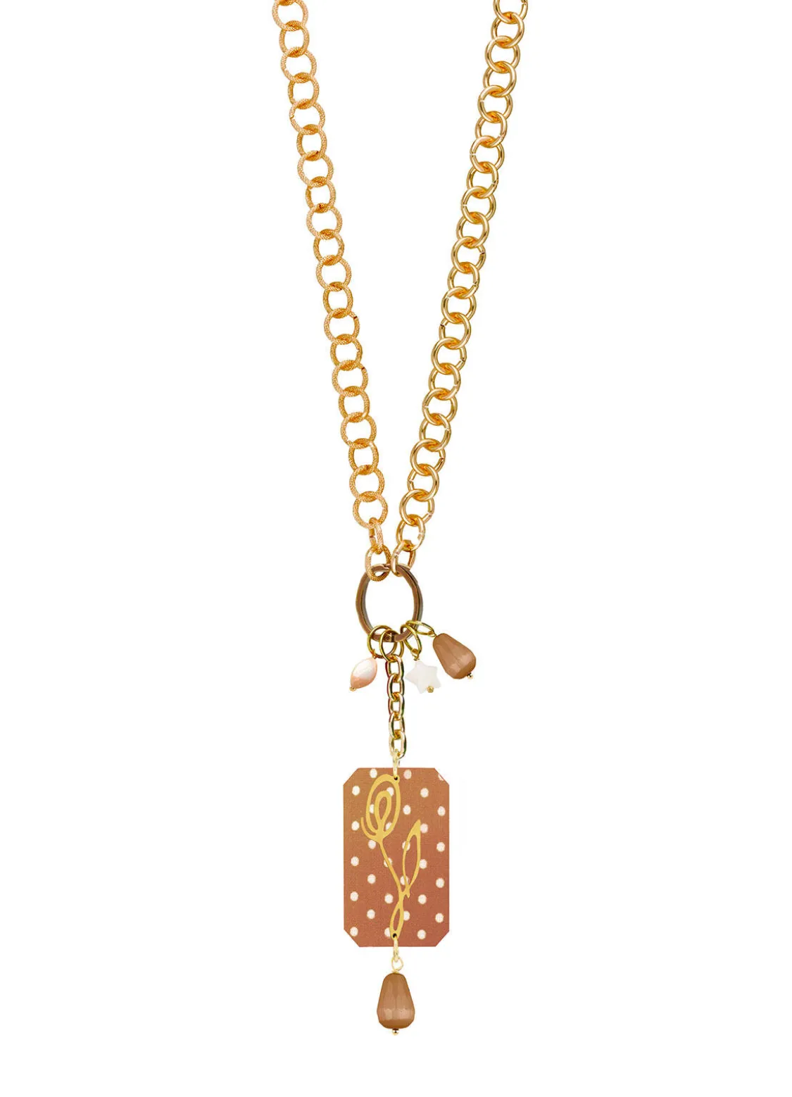 Collana Doppia Fiore Pois Marrone