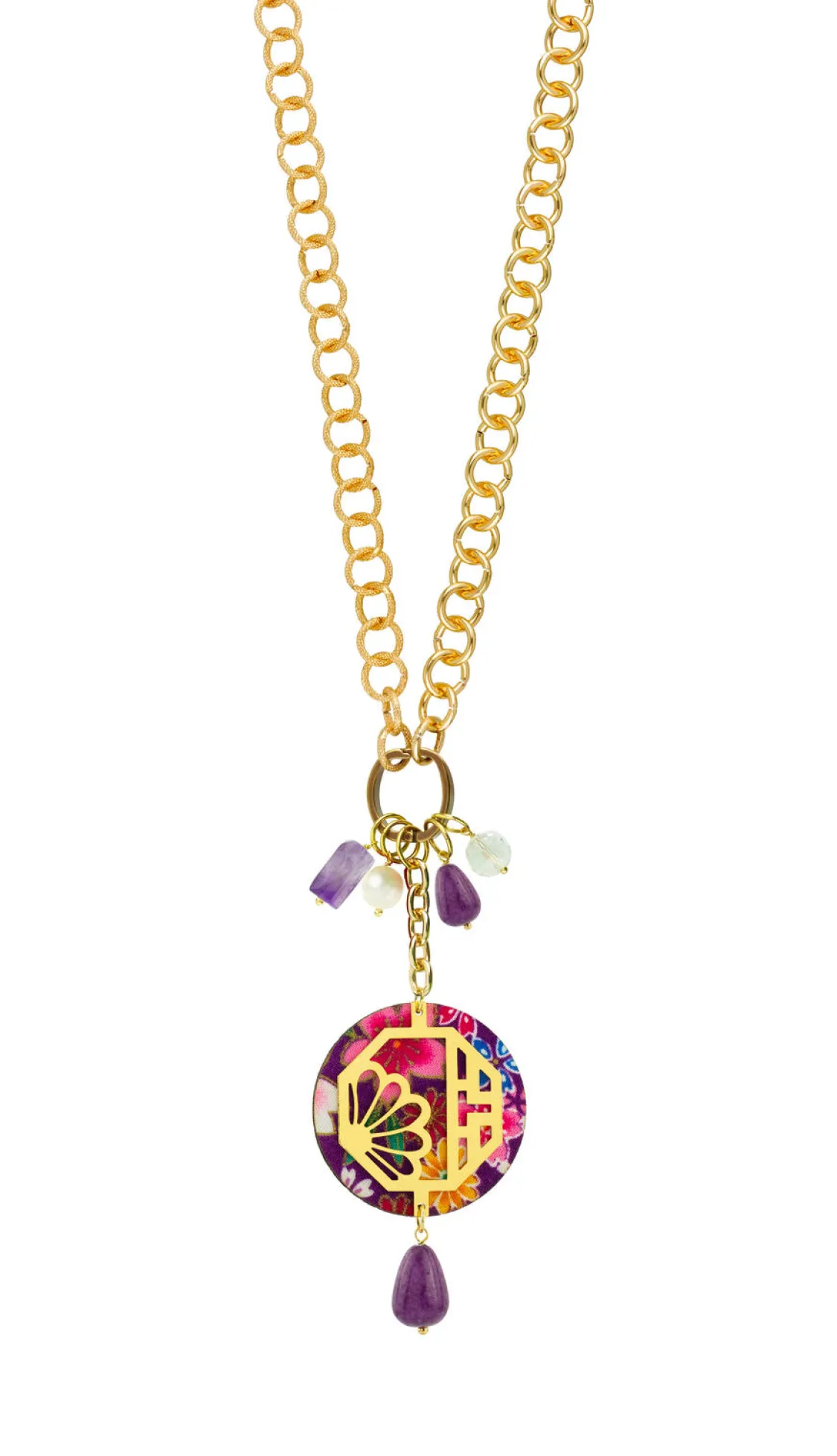 Collana Doppia Fiore Viola
