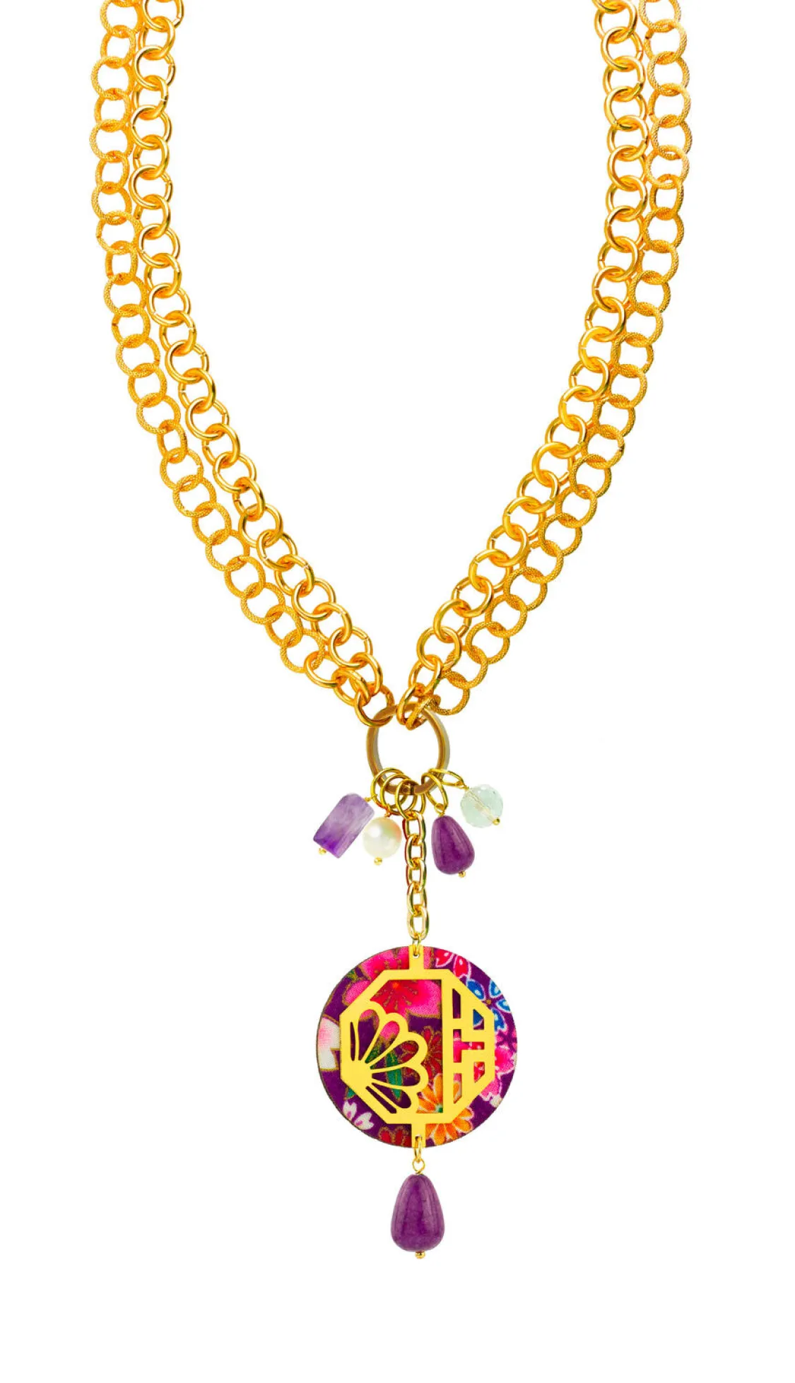 Collana Doppia Fiore Viola