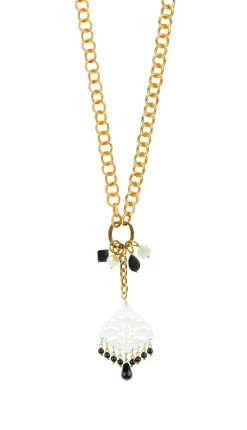 Collana Doppia Goccia Plexi Trasparente Nero