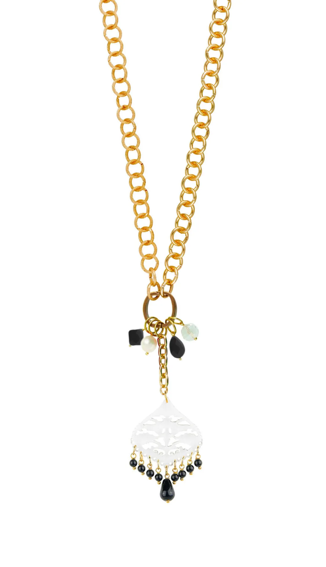 Collana Doppia Goccia Plexi Trasparente Nero