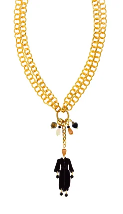 Collana Doppia Kimono Plexi Nero Marrone
