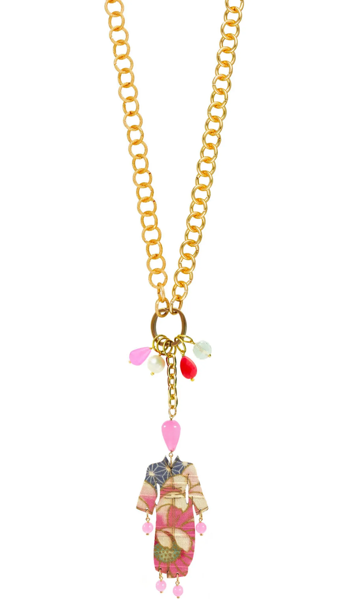 Collana Doppia Kimono Rosa Fluo