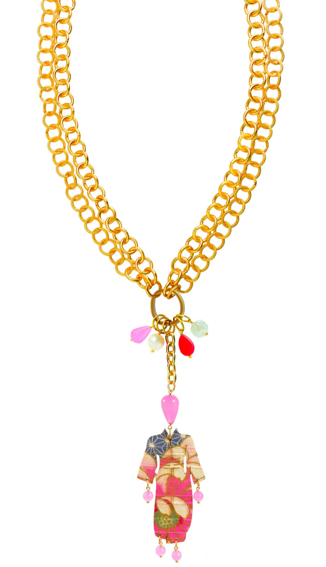 Collana Doppia Kimono Rosa Fluo