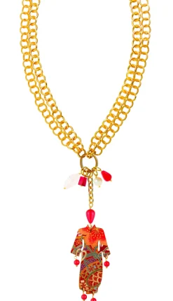 Collana Doppia Kimono Rubino