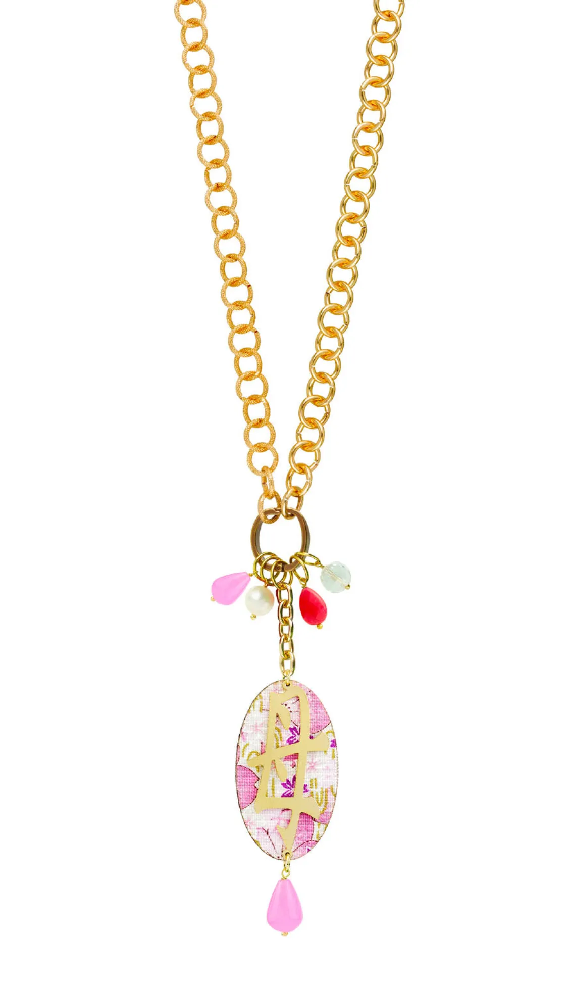 Collana Doppia Mamma Rosa Fluo