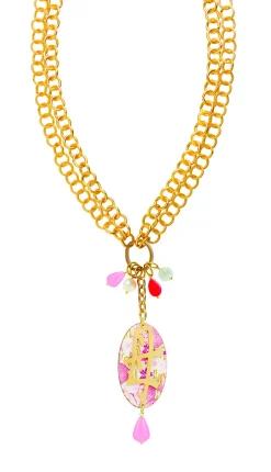 Collana Doppia Mamma Rosa Fluo
