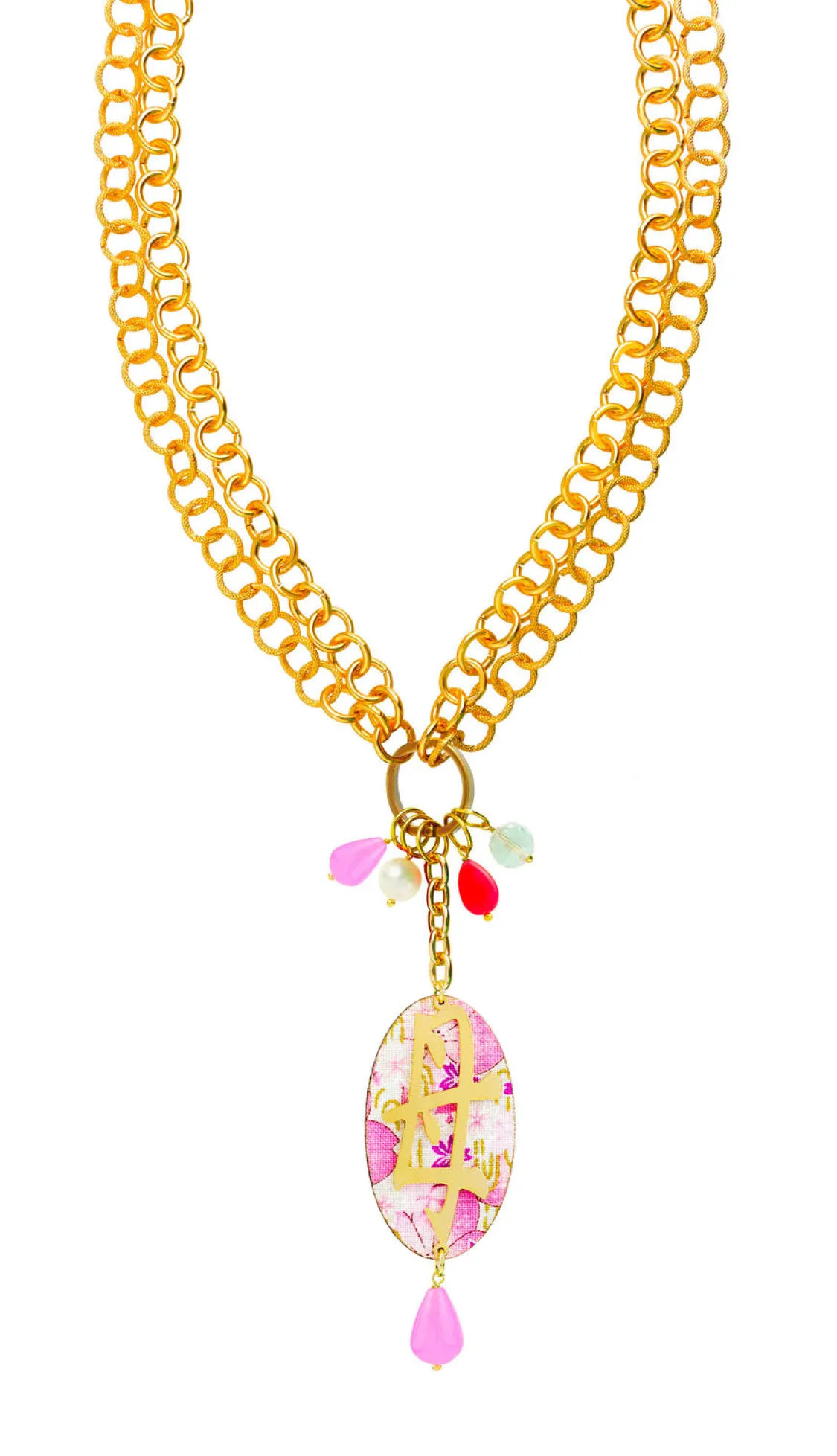 Collana Doppia Mamma Rosa Fluo