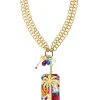 Collana Doppia Palma Fiore Blu