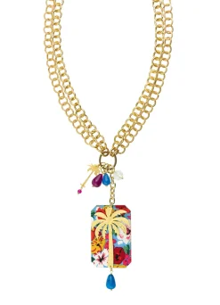 Collana Doppia Palma Fiore Blu