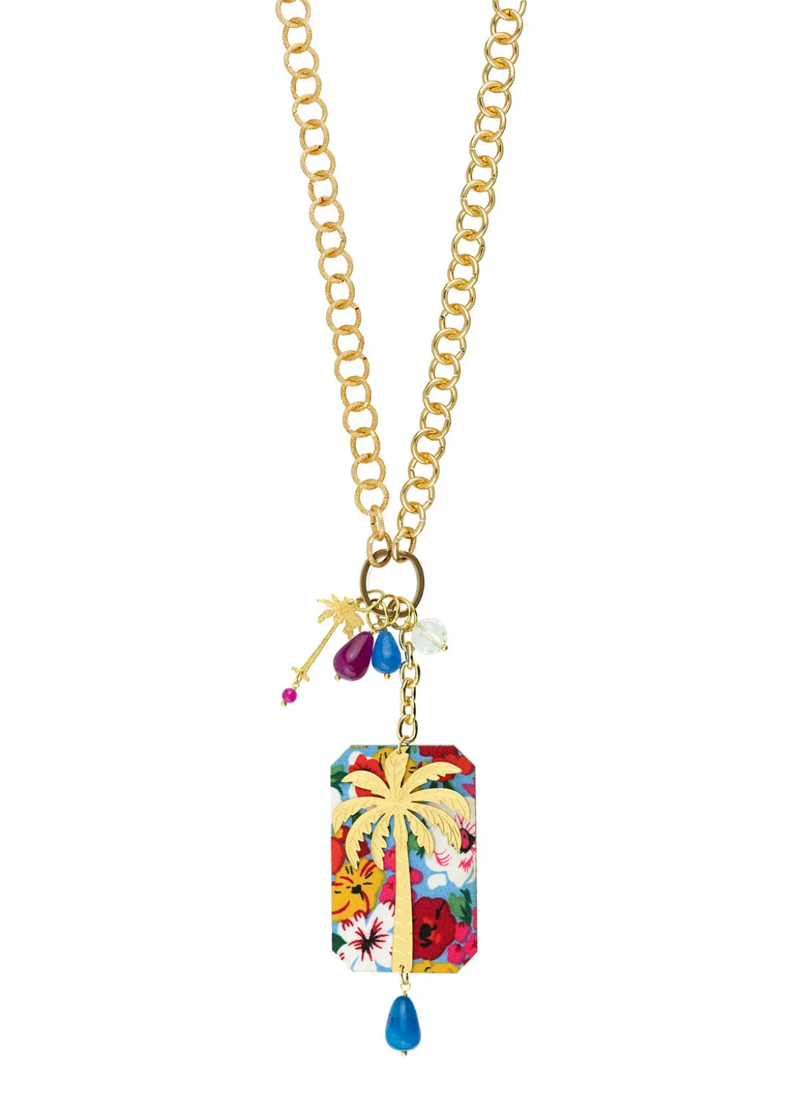 Collana Doppia Palma Fiore Blu