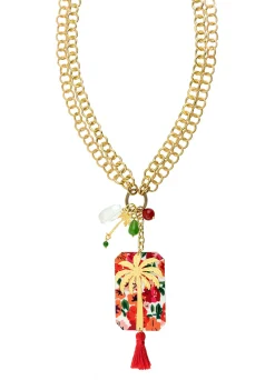 Collana Doppia Palma Fiore Rubino