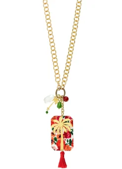 Collana Doppia Palma Fiore Rubino