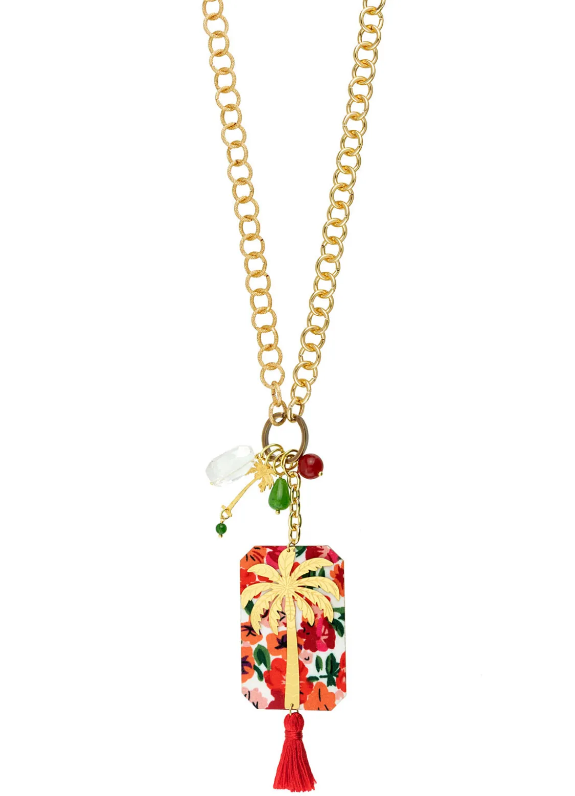 Collana Doppia Palma Fiore Rubino