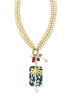 Collana Doppia Palma Fiore Perla