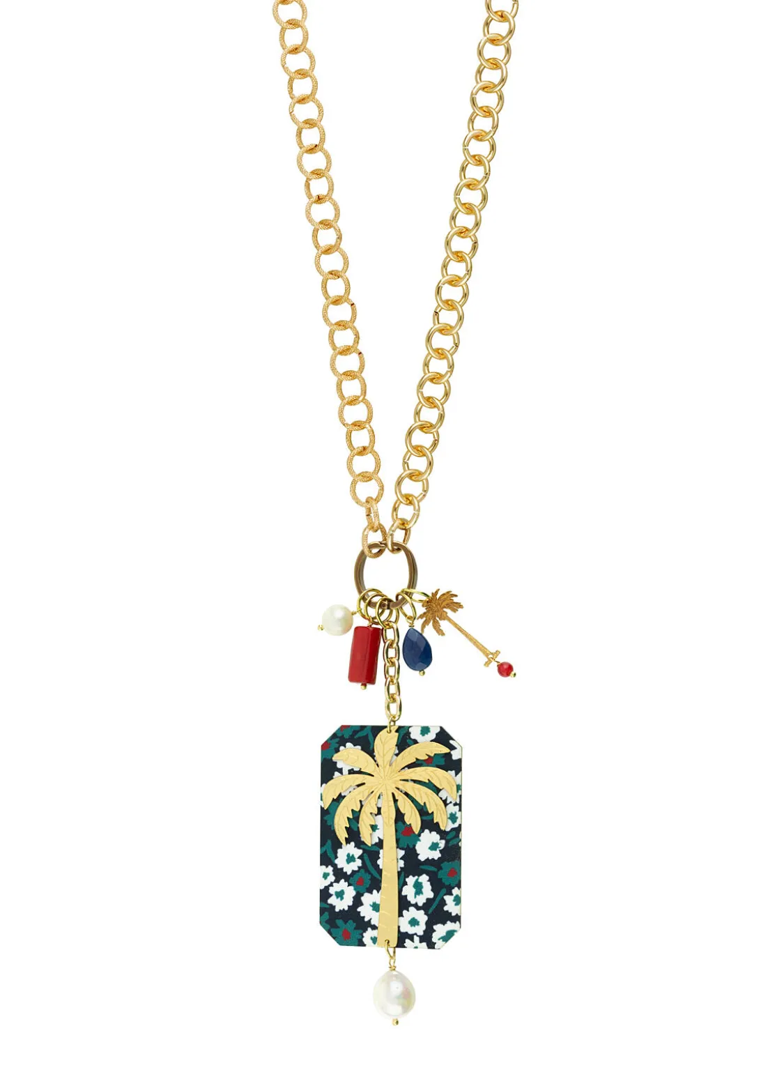 Collana Doppia Palma Fiore Perla