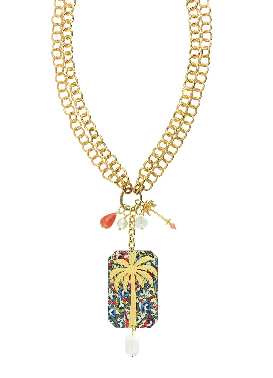 Collana Doppia Palma Fiore Trasparente
