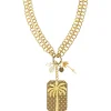 Collana Doppia Palma Pois Marrone