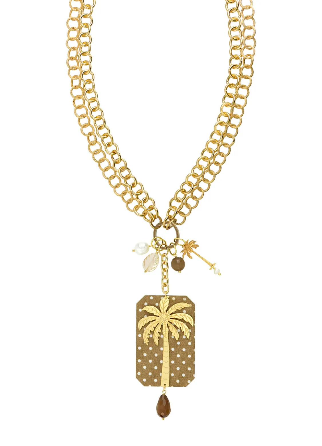 Collana Doppia Palma Pois Marrone