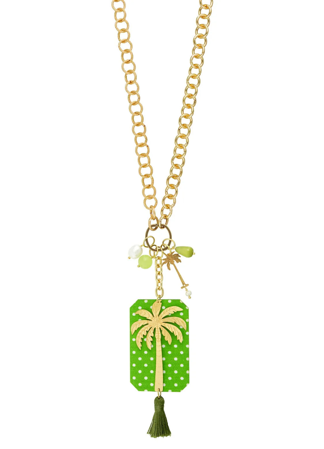 Collana Doppia Palma Pois Verde