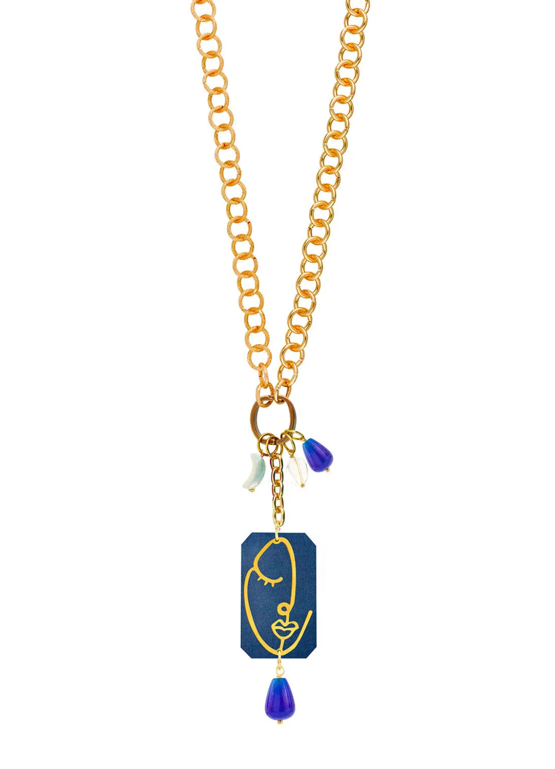 Collana Doppia Viso Jeans Blu