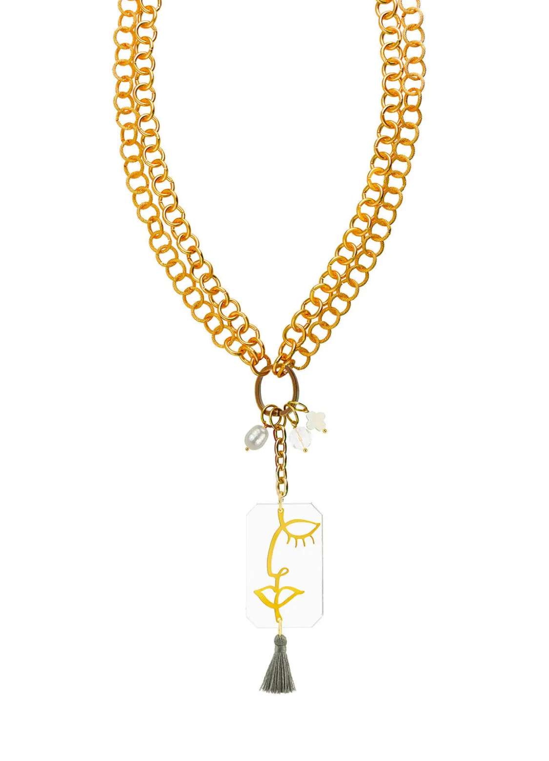 Collana Doppia Viso Plexi Trasparente
