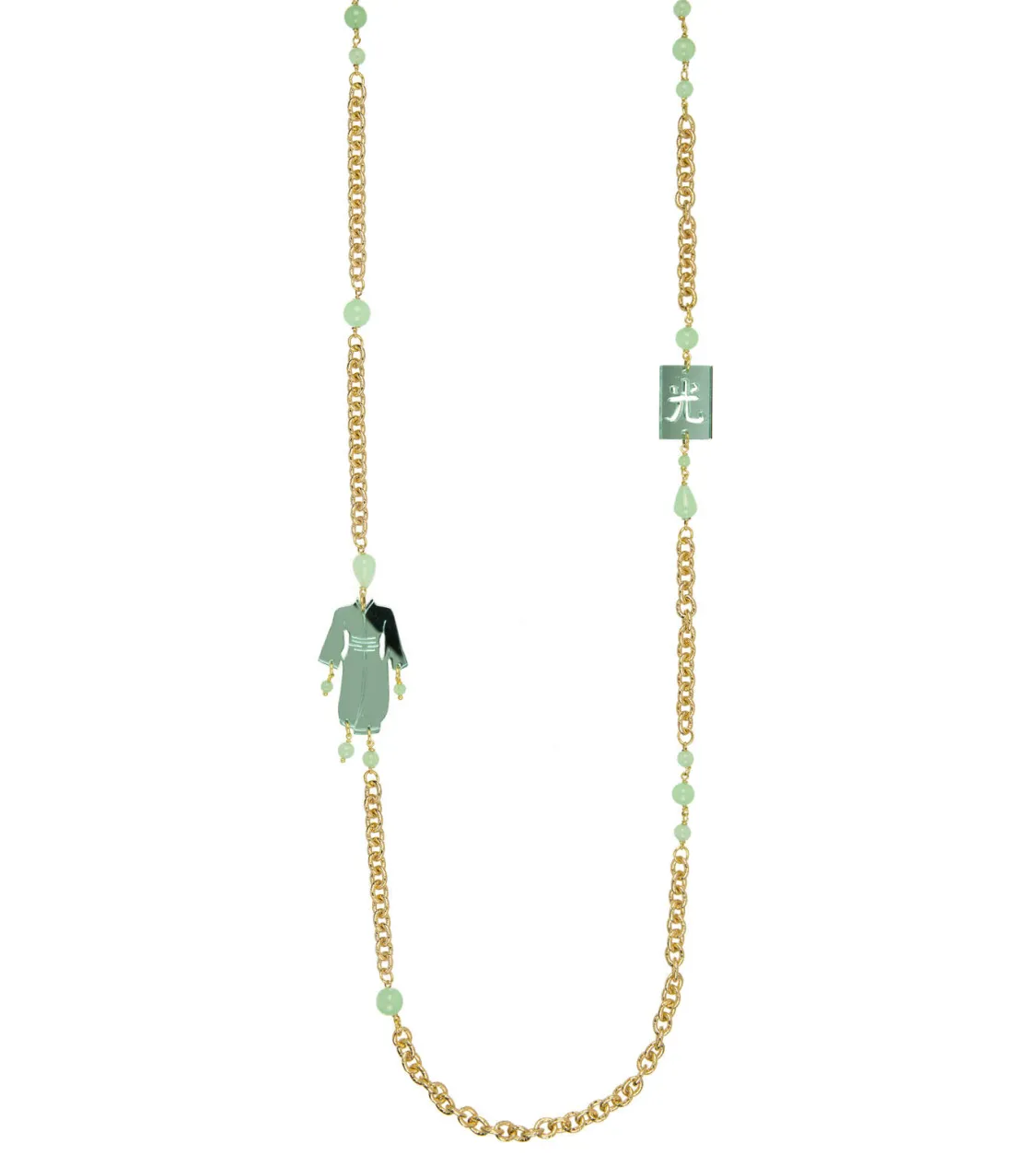 Collana Kimono Plexi Verde Giada