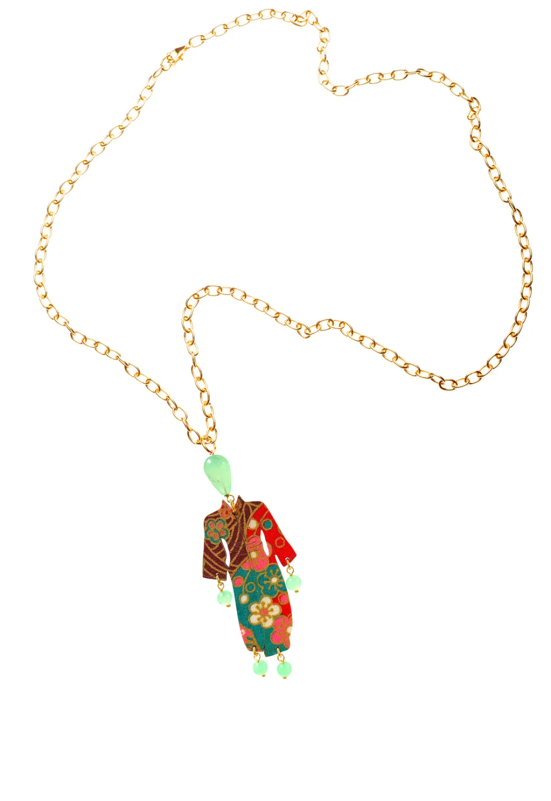 Collana Kimono Verde Giada