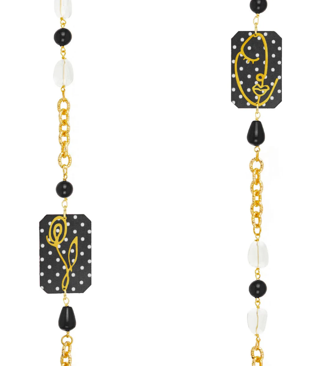 Collana Lebolina Viso E Fiore Pois Nero
