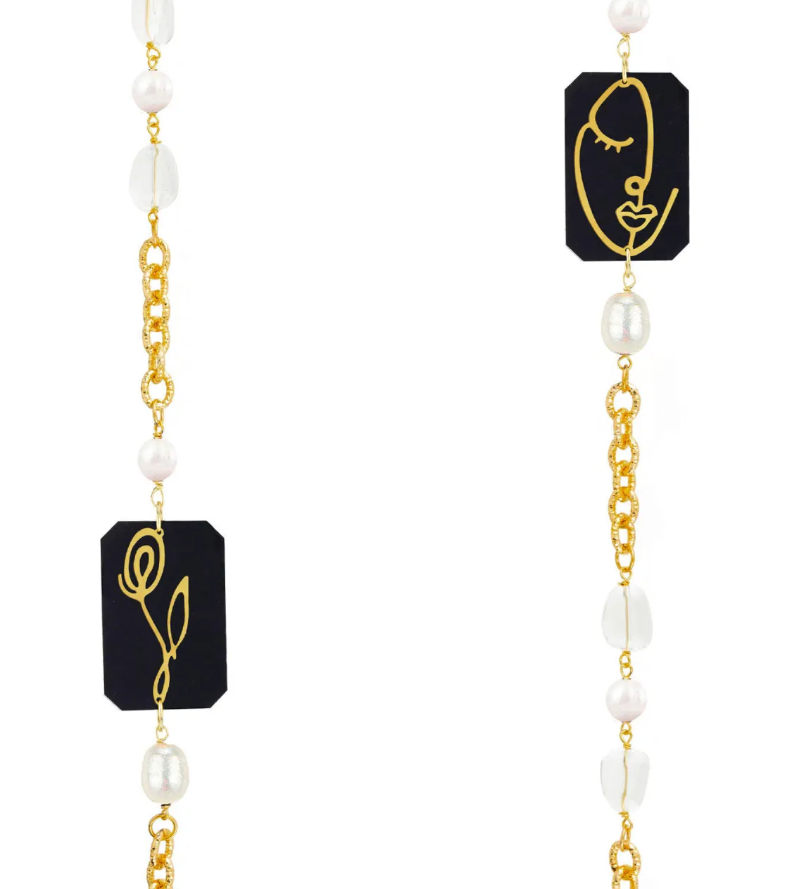Collana Lebolina Viso E Fiore Plexi Nero Perla