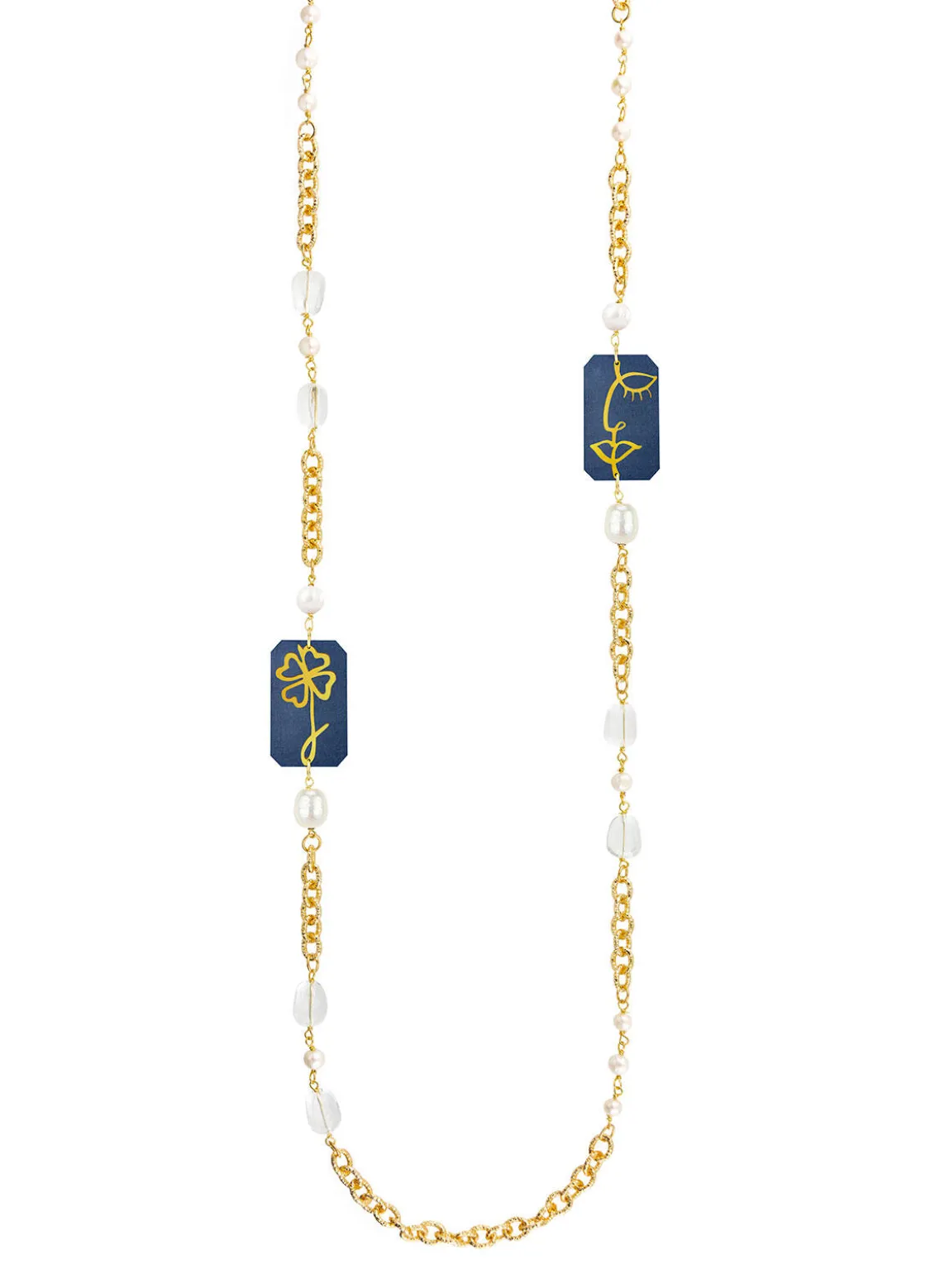 Collana Lebolina Viso E Quadrifoglio Perla