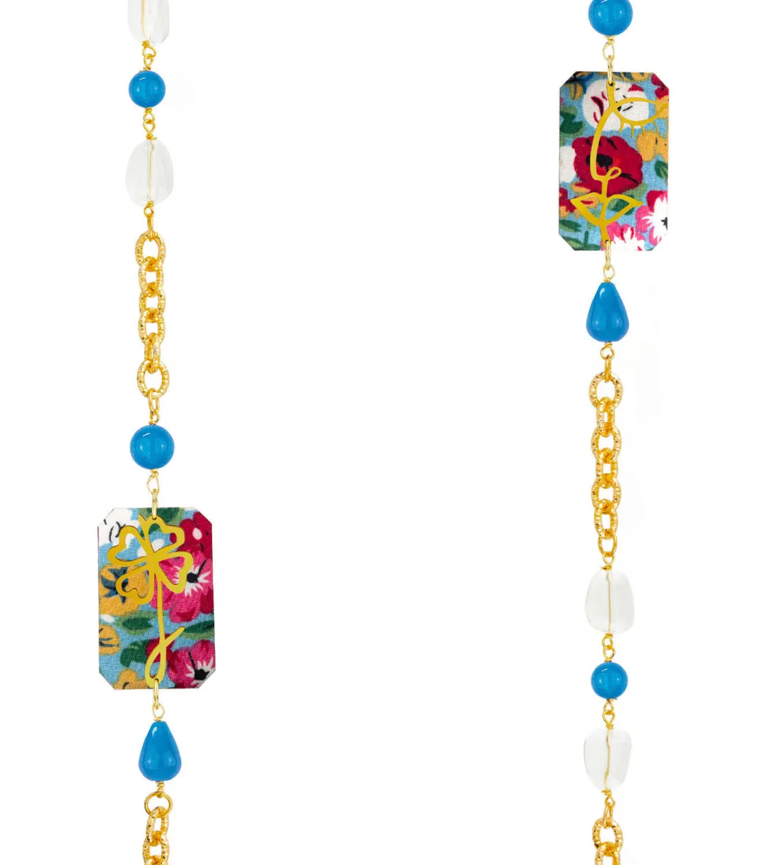 Collana Lebolina Viso E Quadrifoglio Azzurro