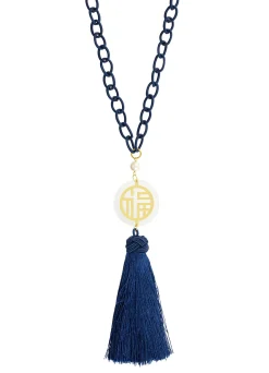 Collana Lu Plexi Trasparente Nappa Blu