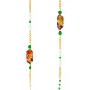 Collana Lunga Cuore E Quadrifoglio Verde E Cristalli