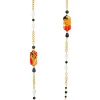 Collana Lunga Cuore E Quadrifoglio Nero E Cristalli