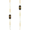 Collana Lunga Pois Cuore E Quadrifoglio Plexi Nero Perla
